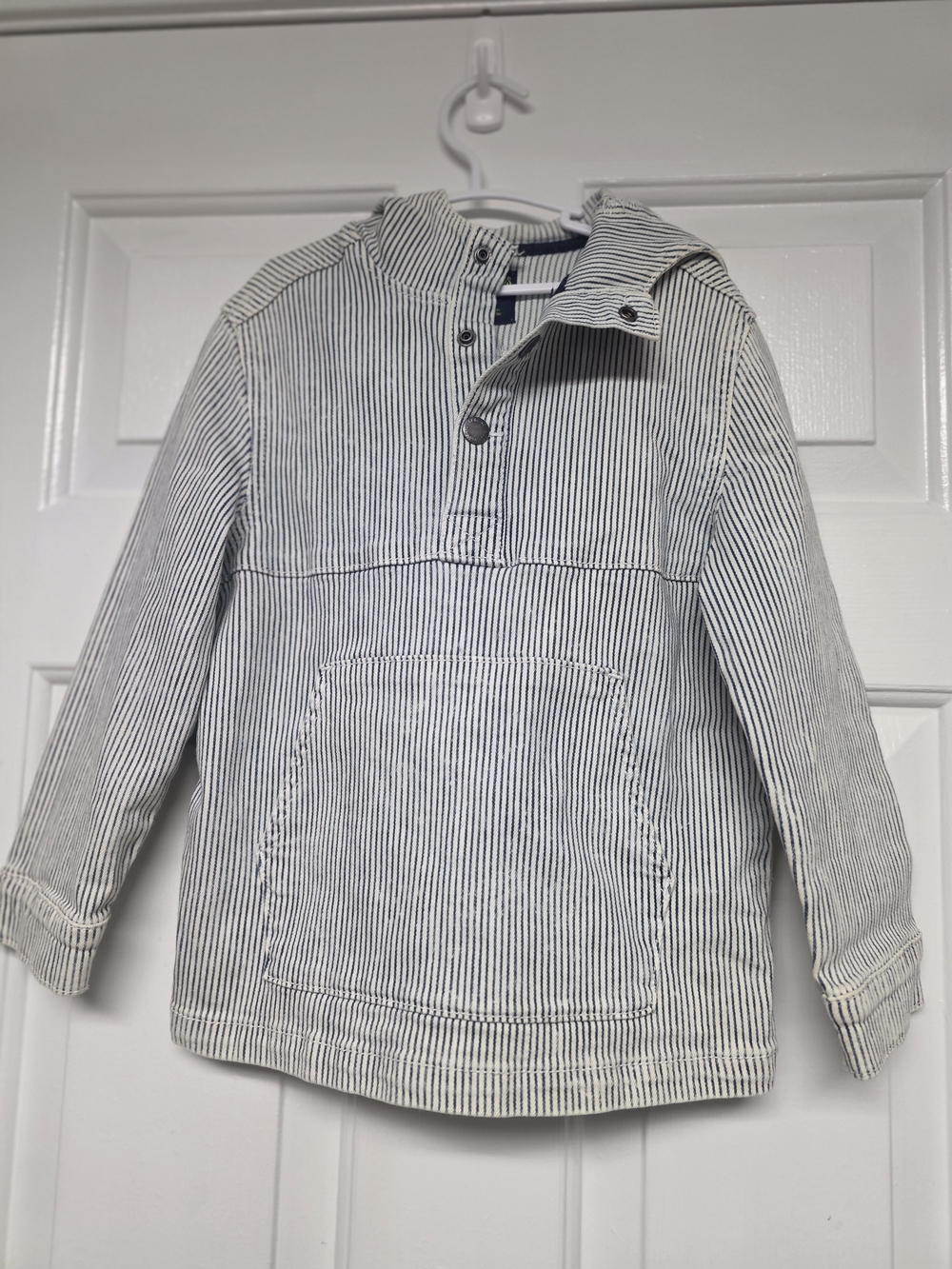 Kids Striped Jean Style Hooded Pull Over